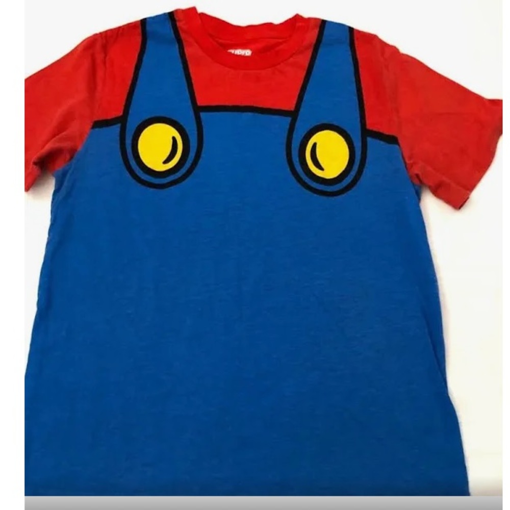 Super Mario men’s T-Shirt Cotton blend blue / red short sleeve crew neck sz M